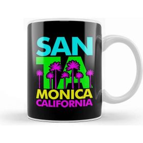 Baskı Dükkanı Santa Monica Bright Palm Trees Porselen 330 ml Beyaz Kupa Bardak