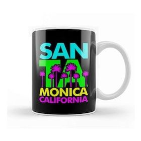Baskı Dükkanı Santa Monica Bright Palm Trees Porselen 330 ml Beyaz Kupa Bardak