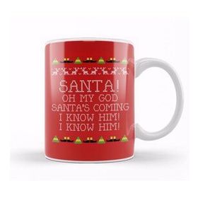 Baskı Dükkanı Santa Oh My God I Know Him Elf Quote Christmas Knit Kupa