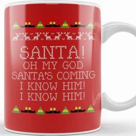 Baskı Dükkanı Santa Oh My God I Know Him Elf Quote Christmas Knit Kupa