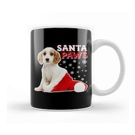 Baskı Dükkanı Santa Paws Christmas Dog Porselen 330 ml Beyaz Kupa Bardak