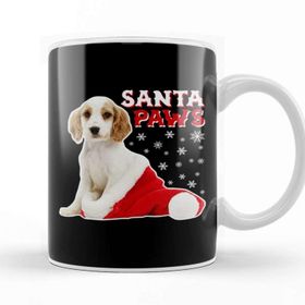 Baskı Dükkanı Santa Paws Christmas Dog Porselen 330 ml Beyaz Kupa Bardak