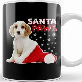 Baskı Dükkanı Santa Paws Christmas Dog Porselen 330 ml Beyaz Kupa Bardak