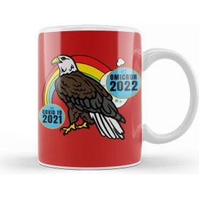 Baskı Dükkanı Sarcasm Funny Vintage Bald Eagle Saying Hi Omicron 2022 Porselen 330 ml Beyaz Kupa Bardak