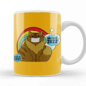 Baskı Dükkanı Sarcasm Funny Vintage Cat Saying Hi Omicron 2022 Kupa