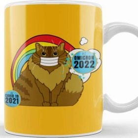 Baskı Dükkanı Sarcasm Funny Vintage Cat Saying Hi Omicron 2022 Kupa