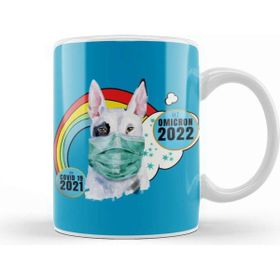 Baskı Dükkanı Sarcasm Funny Vintage Dog Saying Hi Omicron 2022 Kupa