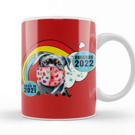 Baskı Dükkanı Sarcasm Funny Vintage Dog Saying Hi Omicron 2022 Kupa