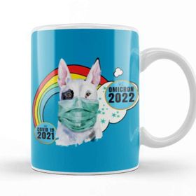 Baskı Dükkanı Sarcasm Funny Vintage Dog Saying Hi Omicron 2022 Kupa
