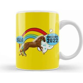 Baskı Dükkanı Sarcasm Funny Vintage Horse Saying Hi Omicron 2022 Porselen 330 ml Beyaz Kupa Bardak