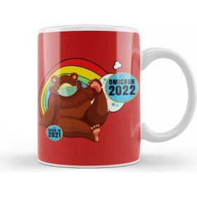 Baskı Dükkanı Sarcasmfunny Vintage Anımals Saying Hi Omicron 2022 Porselen 330 ml Beyaz Kupa Bardak