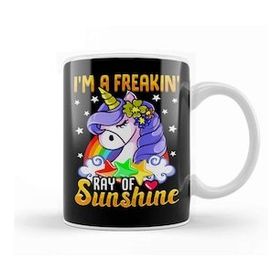 Baskı Dükkanı Sarcastic I M A Freakin Ray Of Sunshine Unicorn Porselen 330 ml Beyaz Kupa Bardak