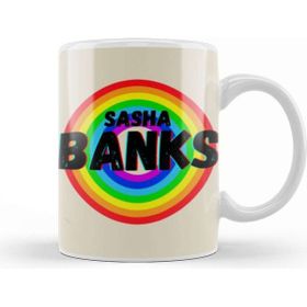 Baskı Dükkanı Sasha Banks Vintage Retro Rainbow Style Warriors Design Wrestlers Gift Kupa