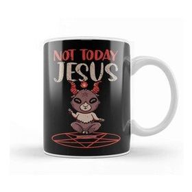 Baskı Dükkanı Satanism Baphomet Goat Pentagram Not Today Jesus 01 Kupa