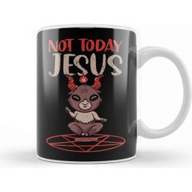 Baskı Dükkanı Satanism Baphomet Goat Pentagram Not Today Jesus 01 Kupa