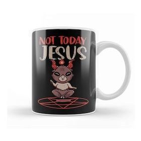 Baskı Dükkanı Satanism Baphomet Goat Pentagram Not Today Jesus 01 Kupa