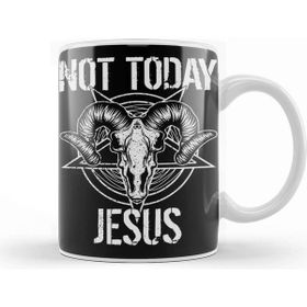 Baskı Dükkanı Satanism Baphomet Goat Pentagram Not Today Jesus 02 Kupa