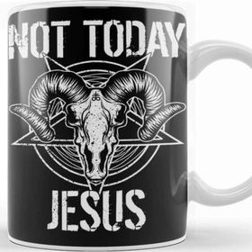 Baskı Dükkanı Satanism Baphomet Goat Pentagram Not Today Jesus Kupa