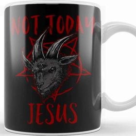 Baskı Dükkanı Satanism Baphomet Goat Pentagram Not Today Jesus Kupa
