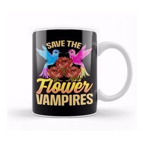 Baskı Dükkanı Save the Flower Vampires Adorable Hummingbird Pun Kupa