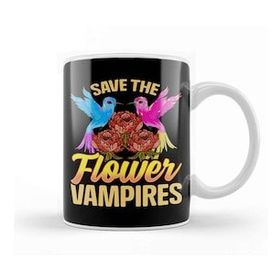Baskı Dükkanı Save the Flower Vampires Adorable Hummingbird Pun Kupa