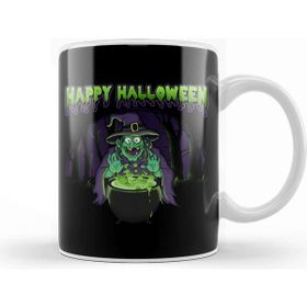 Baskı Dükkanı Scary Witch Happy Halloween Cauldron Potion Kupa