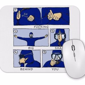 Baskı Dükkanı Scuba Big Shark Balık Adam Mouse Pad