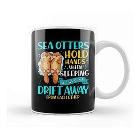 Baskı Dükkanı Sea Otters Hold Hands When Sleeping Cute Otter Kupa