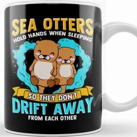 Baskı Dükkanı Sea Otters Hold Hands When Sleeping Cute Otter Kupa