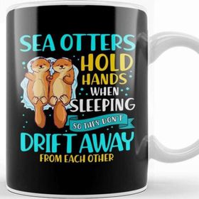 Baskı Dükkanı Sea Otters Hold Hands When Sleeping Cute Otter Kupa
