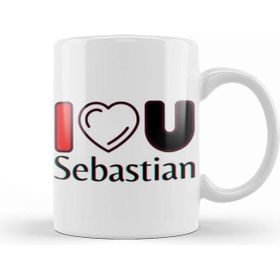 Baskı Dükkanı Sebastian Name Personalized Custom Vintage Retro Rainbow Style Design Gift Baby Gift For Him Kupa
