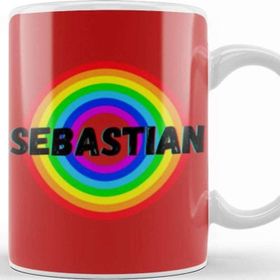 Baskı Dükkanı Sebastian Name Personalized Custom Vintage Retro Rainbow Style Design Gift Baby Gift For Him Kupa