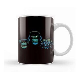 Baskı Dükkanı See Speak Hear No Evil Japan Japanese Wise Monkeys Gorilla Kupa