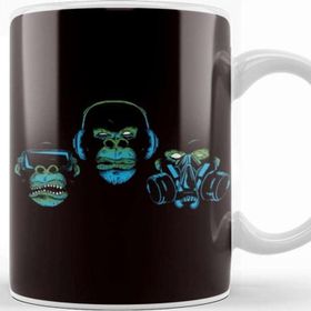 Baskı Dükkanı See Speak Hear No Evil Japan Japanese Wise Monkeys Gorilla Kupa