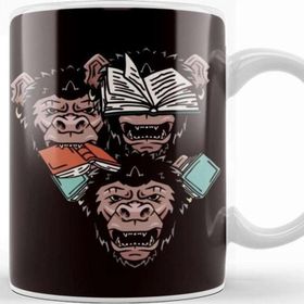 Baskı Dükkanı See Speak Hear No Evil Japan Monkeys Gorilla Books Emoticon Kupa