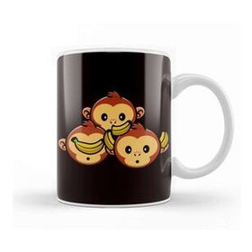 Baskı Dükkanı See Speak Hear No Evil Japan Monkeys Japanese Art Banana Kupa