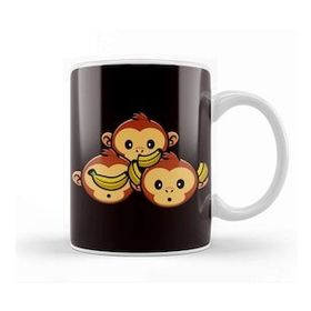 Baskı Dükkanı See Speak Hear No Evil Japan Monkeys Japanese Art Banana Kupa