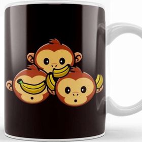 Baskı Dükkanı See Speak Hear No Evil Japan Monkeys Japanese Art Banana Kupa