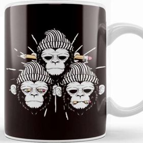 Baskı Dükkanı See Speak Hear No Evil Japan Monkeys Japanese Art Gorilla Kupa
