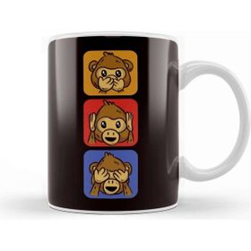 Baskı Dükkanı See Speak Hear No Evil Japan Wise Monkeys Japanese Emoticon Kupa