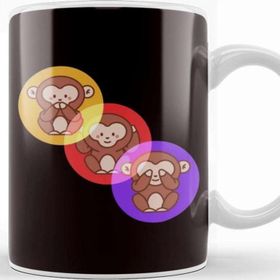 Baskı Dükkanı See Speak Hear No Evil Japan Wise Monkeys Japanese Emoticon Kupa