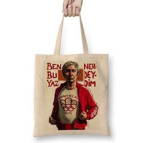Baskı Dükkanı Şener Şen 01 Bez Uzun Saplı Krem Rengi Çanta