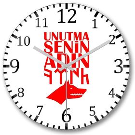 Baskı Dükkanı Senin Adın Türk Göktürk Kurt Bombeli Gerçek Cam Duvar Saati