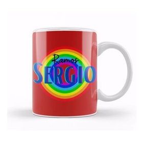 Baskı Dükkanı Sergio Ramos Vintage Retro Rainbow Style Kupa