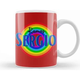Baskı Dükkanı Sergio Ramos Vintage Retro Rainbow Style Kupa