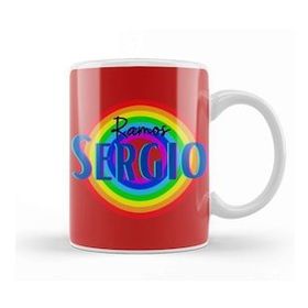 Baskı Dükkanı Sergio Ramos Vintage Retro Rainbow Style Kupa