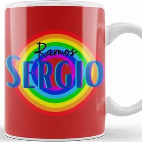 Baskı Dükkanı Sergio Ramos Vintage Retro Rainbow Style Kupa