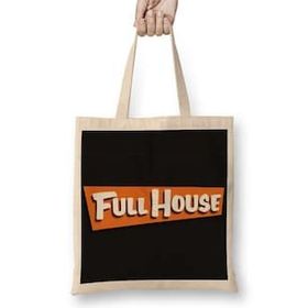 Baskı Dükkanı Seriado Full House Bez Uzun Saplı Krem Rengi Çanta