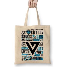 Baskı Dükkanı Seventeen Bez Uzun Saplı Krem Rengi Çanta