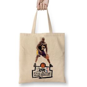 Baskı Dükkanı Shaq O'neal I Love This Game Bez Uzun Saplı Krem Rengi Çanta